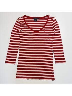 ralph lauren sport striped v-neck longsleeve tshirt womens small